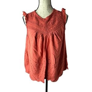Torrid Eyelet Burnt Orange Sleeveless Top‎ Plus Size 1X